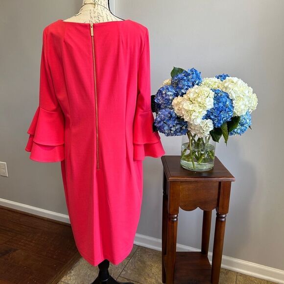 EUC Calvin Klein Ruffled Sleeve Sheath Dress - Picture 6 of 8